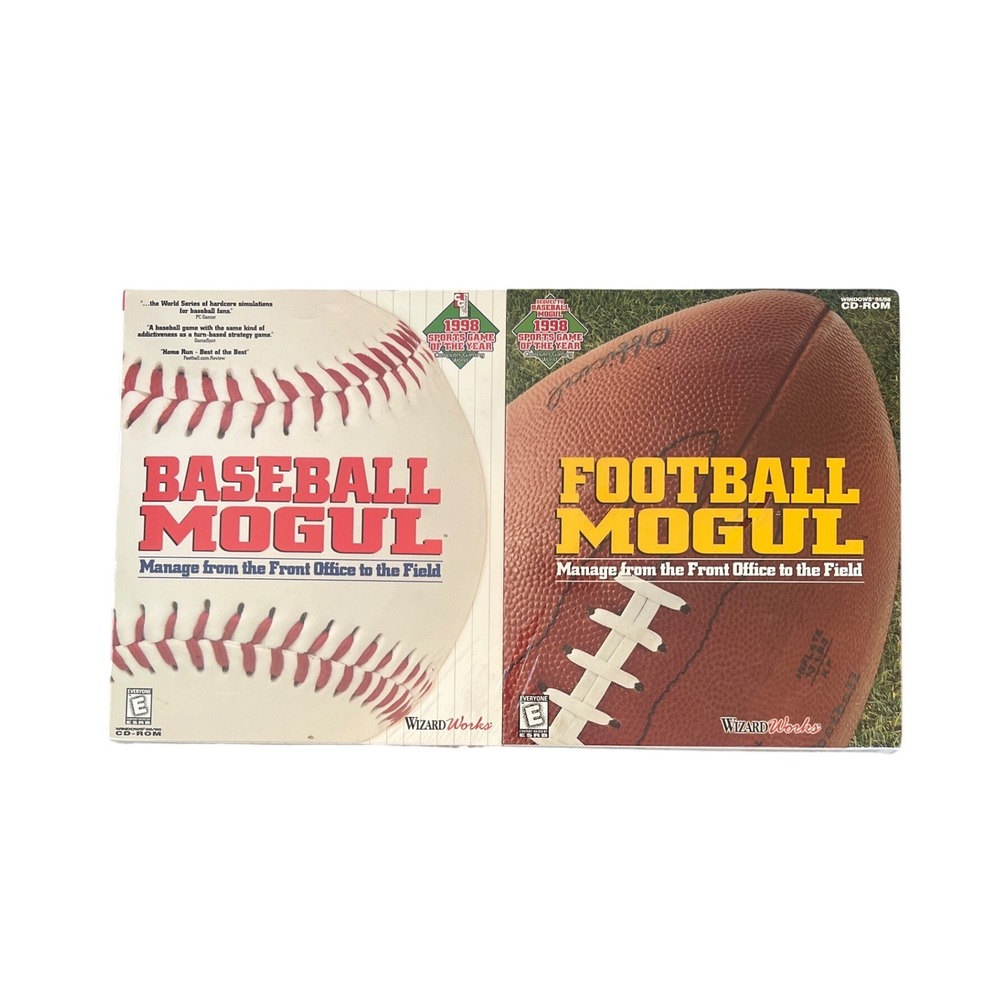 Baseball Mogul & Football Mogul PC CD-ROM Bundle Sealed WizardWorks  1998